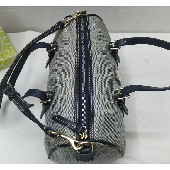 Dooney & Bourke Gray Coated Canvas Leather Trim Double Handle Zipper Satchel Bag - Picture 8 of 15